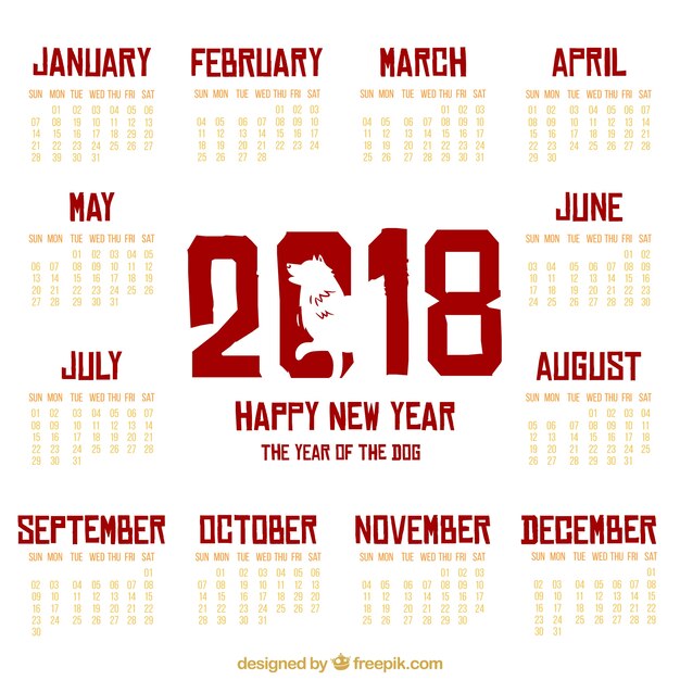 Новый китайский календарь с изображением собаки