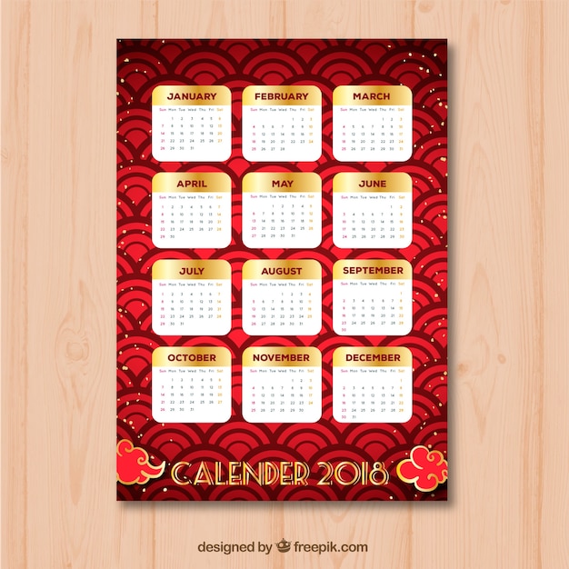 Flat chinese new year calendar