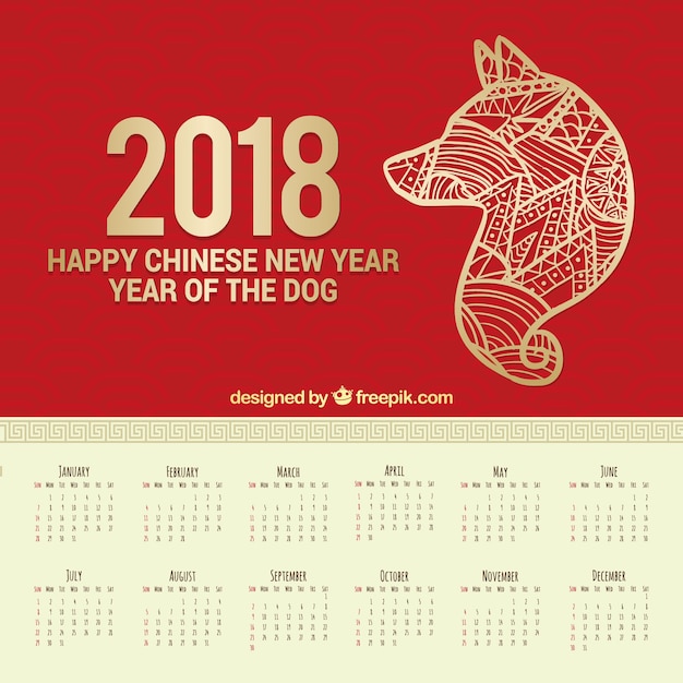 Flat chinese new year calendar