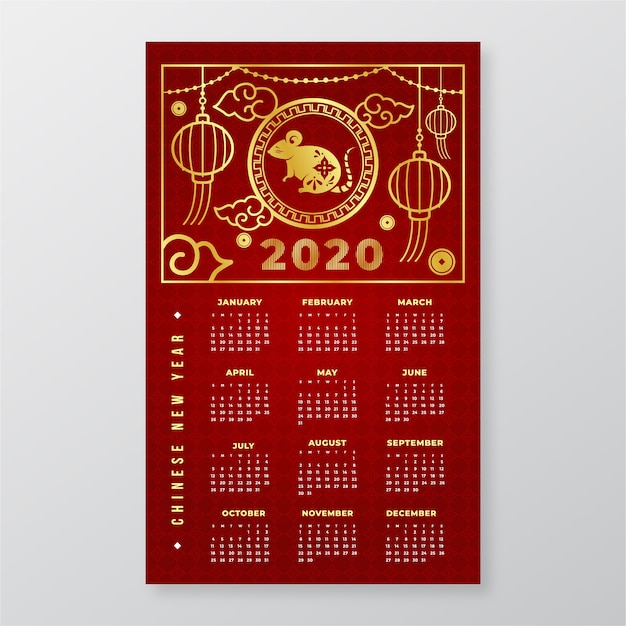 Flat chinese new year calendar
