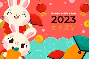 Flat chinese new year celebration background