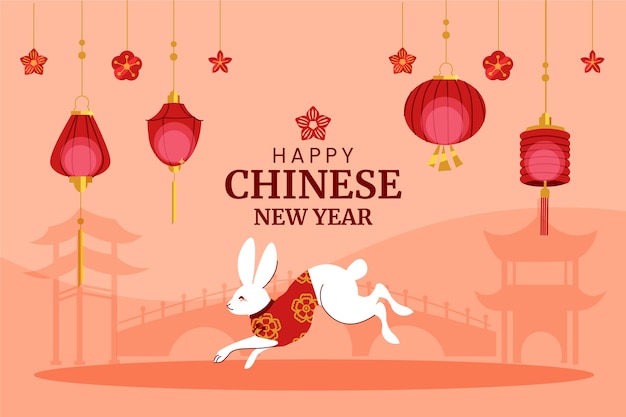 Flat chinese new year celebration background