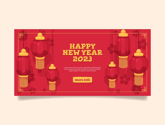 Free vector flat chinese new year celebration horizontal banner template