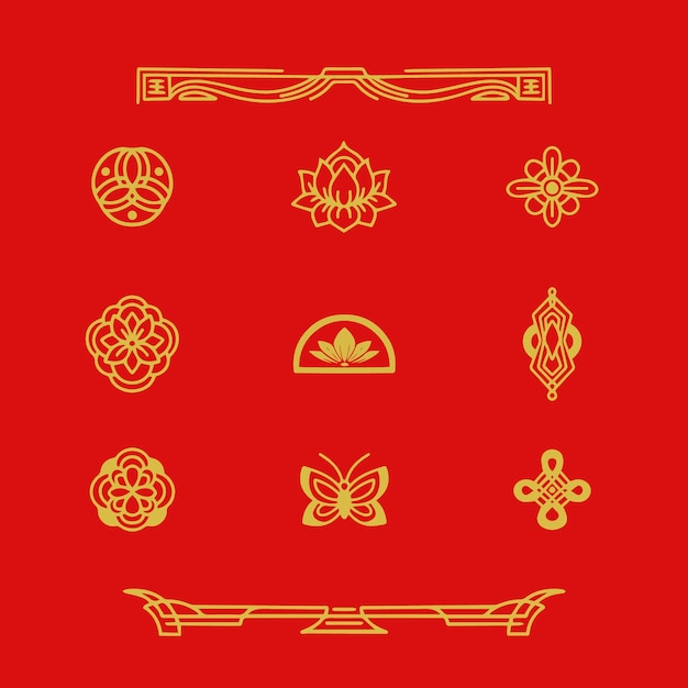 Free vector flat chinese new year celebration ornaments collection