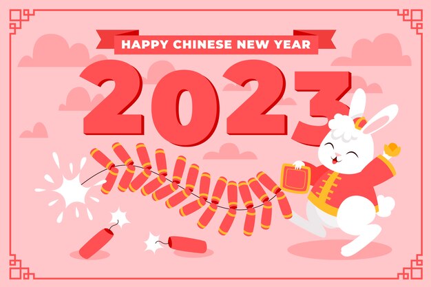 平らな中国の新年祭のお祝いの背景