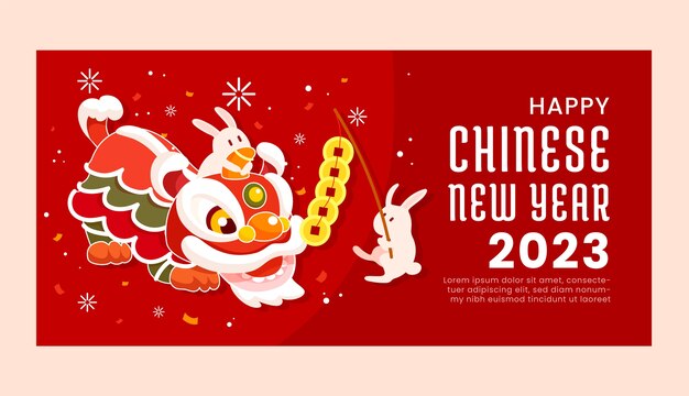 Free vector flat chinese new year festival celebration horizontal banner template