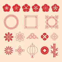 Free vector flat chinese new year festival celebration ornaments collection