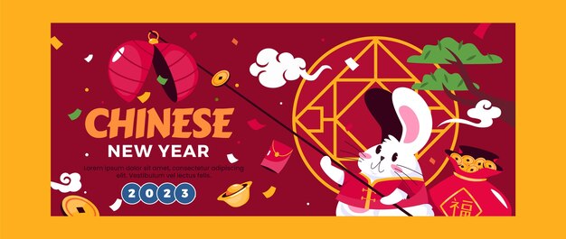 Flat chinese new year horizontal banner template