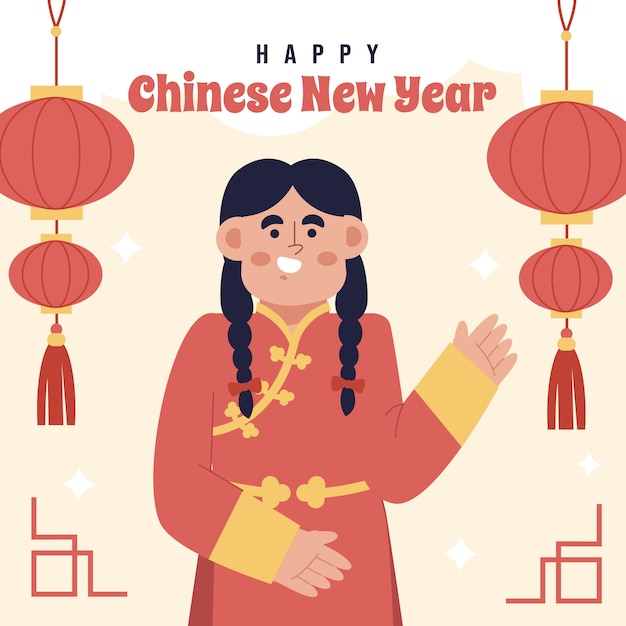 Flat chinese new year illustration