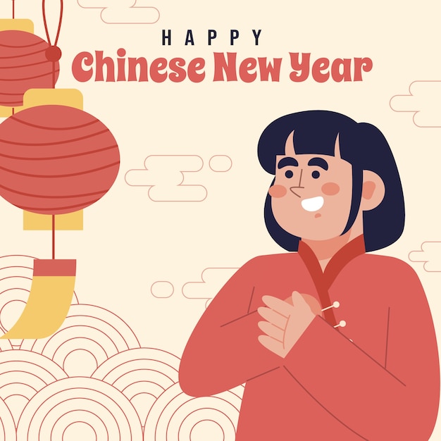 Free vector flat chinese new year illustration