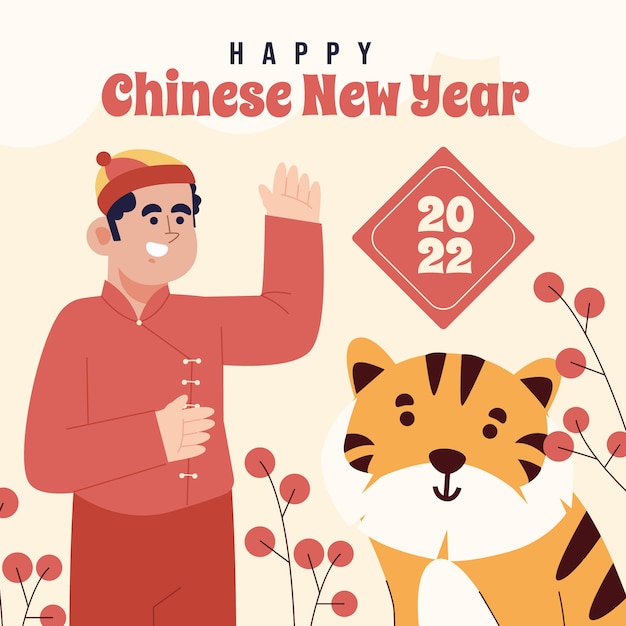 Flat chinese new year illustration
