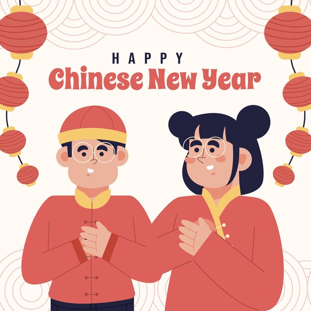 Flat chinese new year illustration