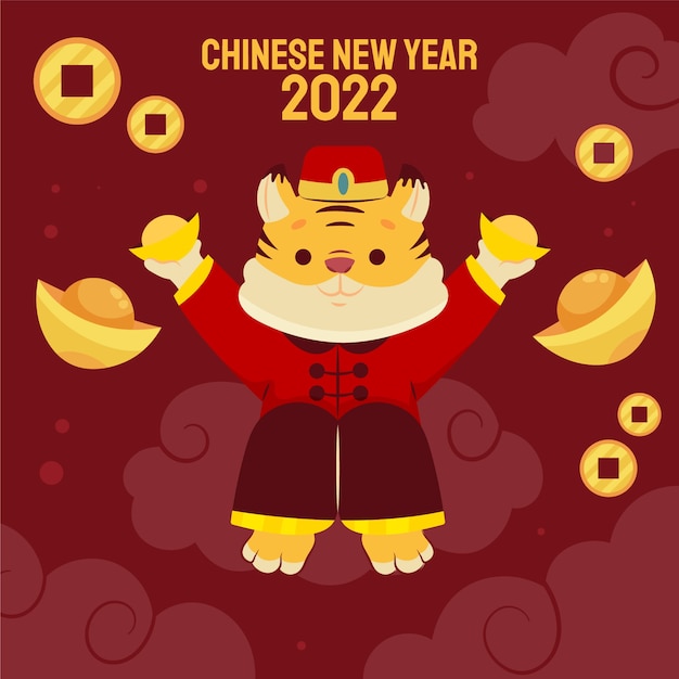 Flat chinese new year illustration Free Vector