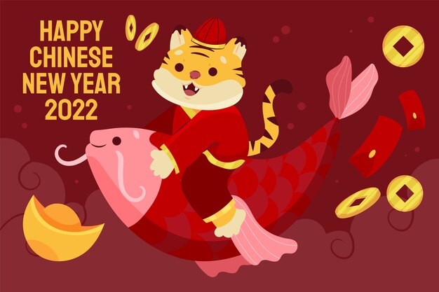 Flat chinese new year illustration