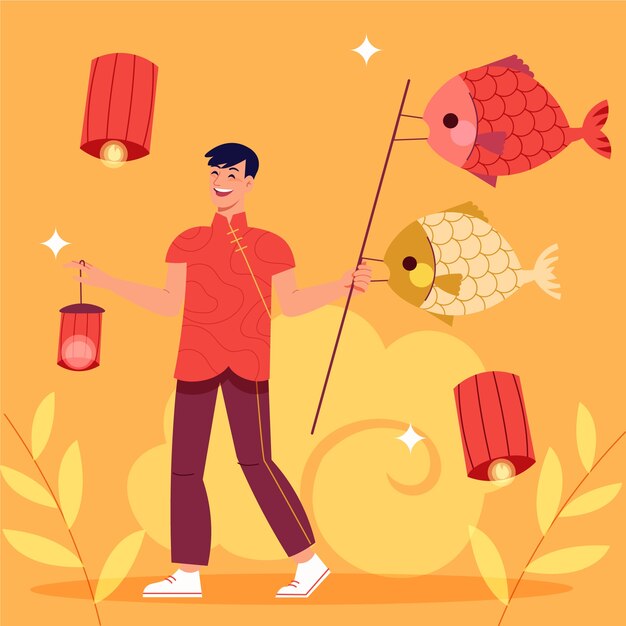 Flat chinese new year illustration