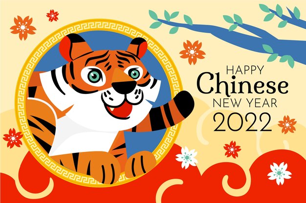 Flat chinese new year illustration