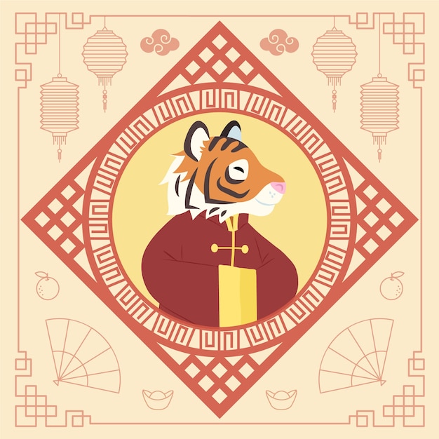 Flat chinese new year illustration