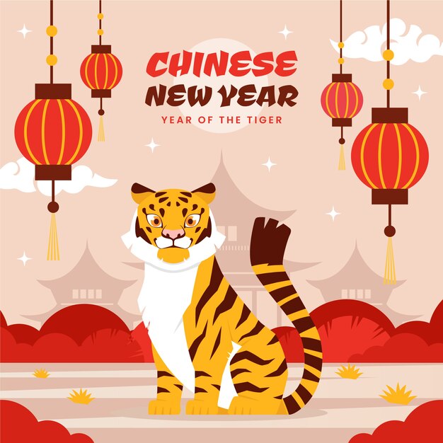 Flat chinese new year illustration