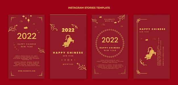 Flat chinese new year instagram stories collection