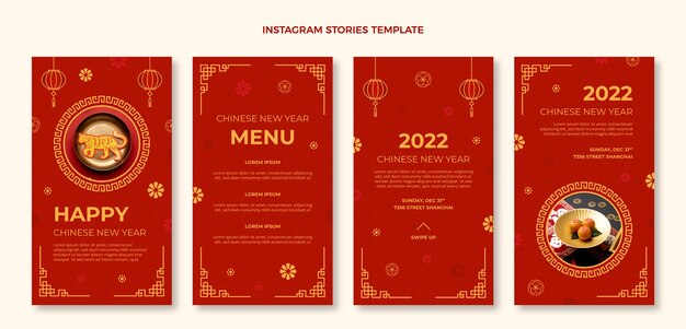 flat chinese new year instagram stories collection