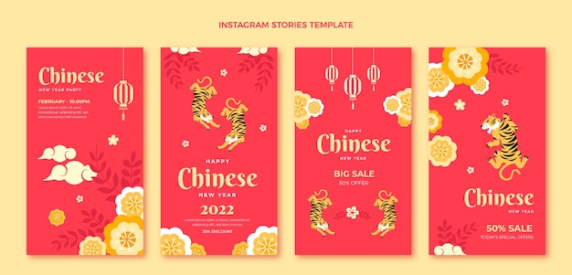 Flat chinese new year instagram stories collection