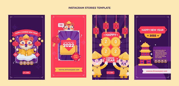 Flat chinese new year instagram stories collection