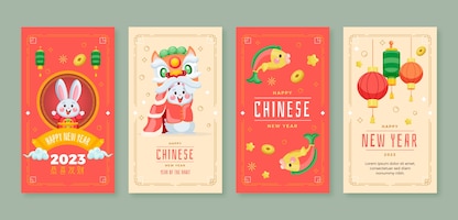 Flat chinese new year instagram stories collection