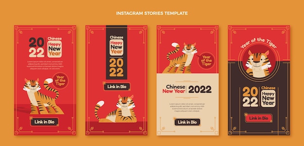 Flat chinese new year instagram stories collection