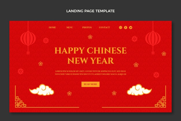 Free vector flat chinese new year landing page template