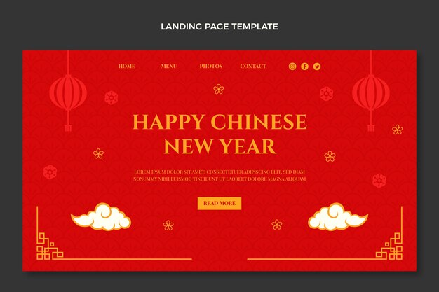 Flat chinese new year landing page template