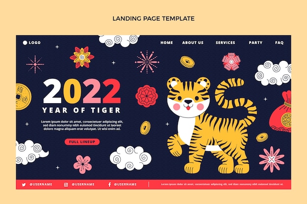 Flat chinese new year landing page template