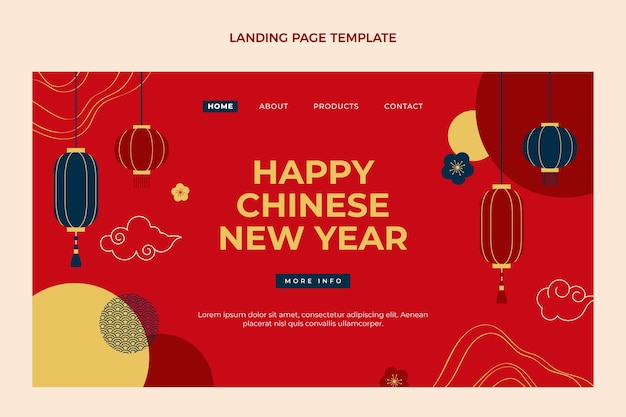 Flat chinese new year landing page template