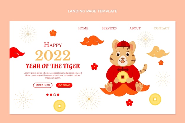 Free vector flat chinese new year landing page template