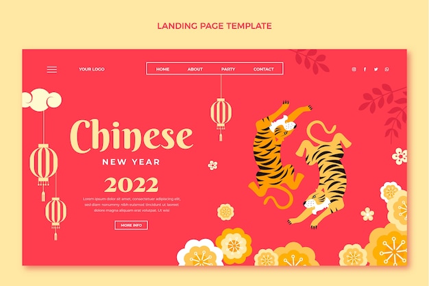 Flat chinese new year landing page template