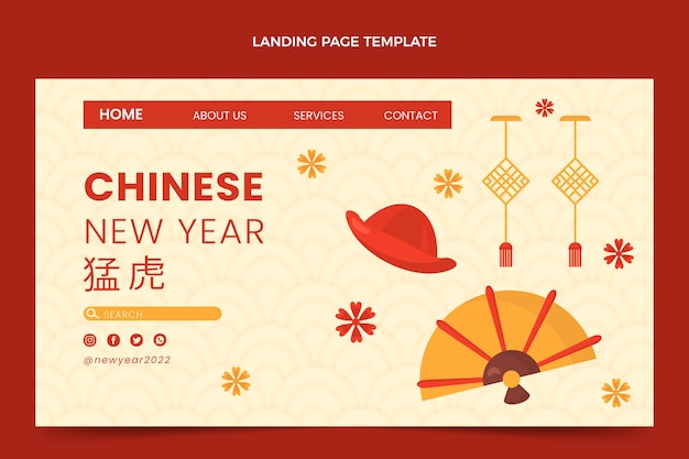 Flat chinese new year landing page template