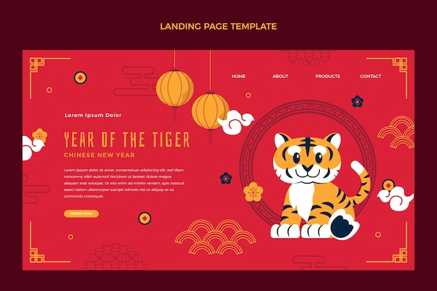 Flat chinese new year landing page template