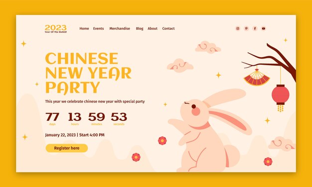 Free vector flat chinese new year landing page template