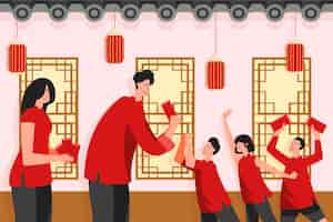 Free vector flat chinese new year lucky money illustration