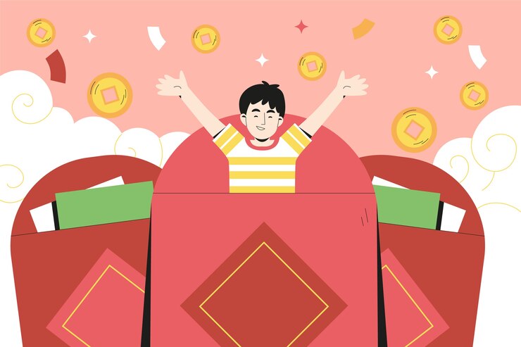 Free Vector flat chinese new year lucky money illustration