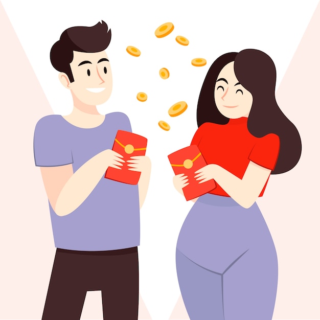 Free vector flat chinese new year lucky money illustration