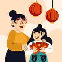 Free vector flat chinese new year lucky money illustration