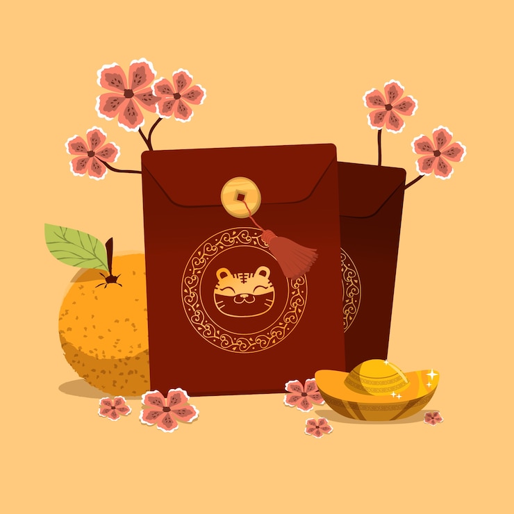 Free Vector flat chinese new year lucky money illustration