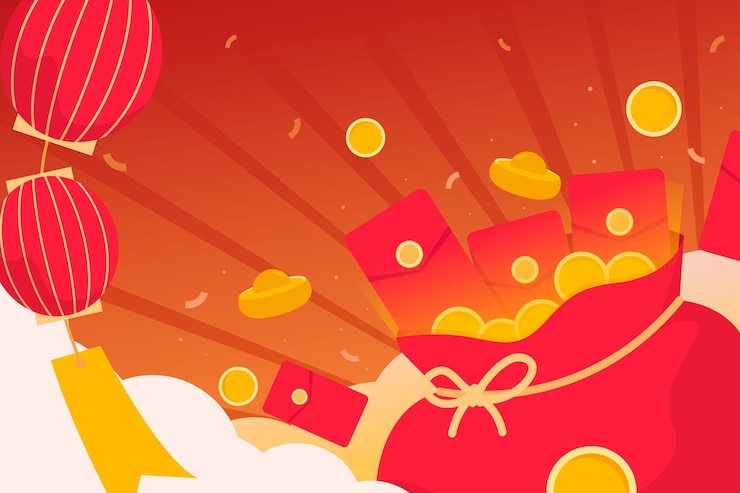 Free Vector flat chinese new year lucky money illustration