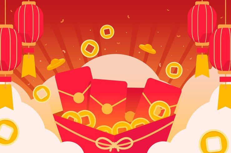 Free Vector flat chinese new year lucky money illustration