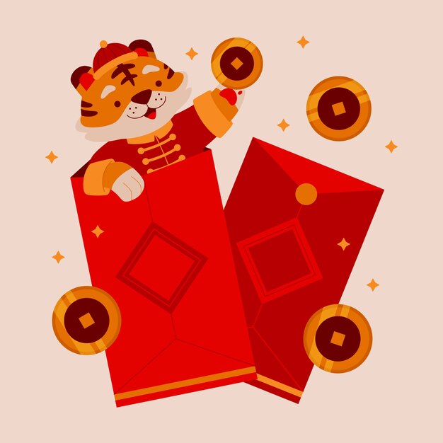 flat chinese new year lucky money illustration
