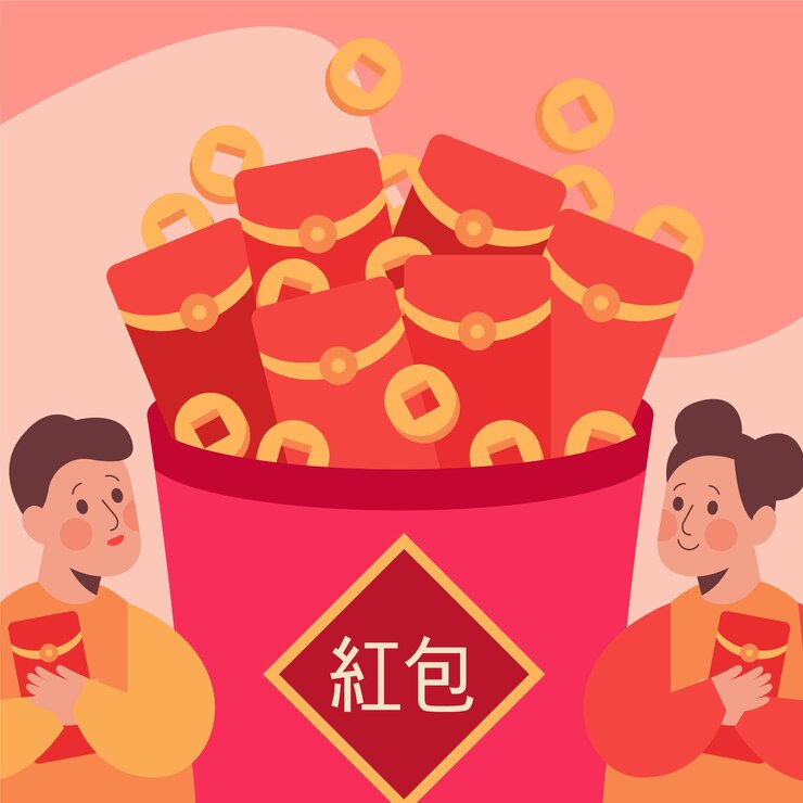 Free Vector flat chinese new year lucky money illustration
