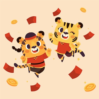 Flat chinese new year lucky money illustration