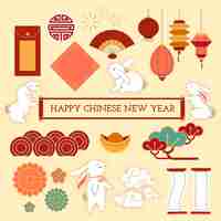 Free vector flat chinese new year ornaments collection