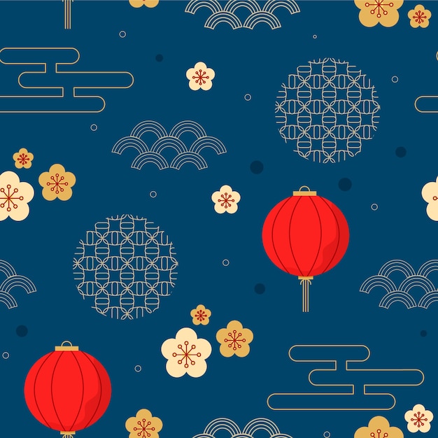 Плоский дизайн шаблона китайского нового года