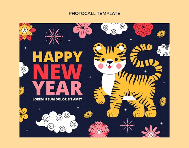 Free vector flat chinese new year photocall template